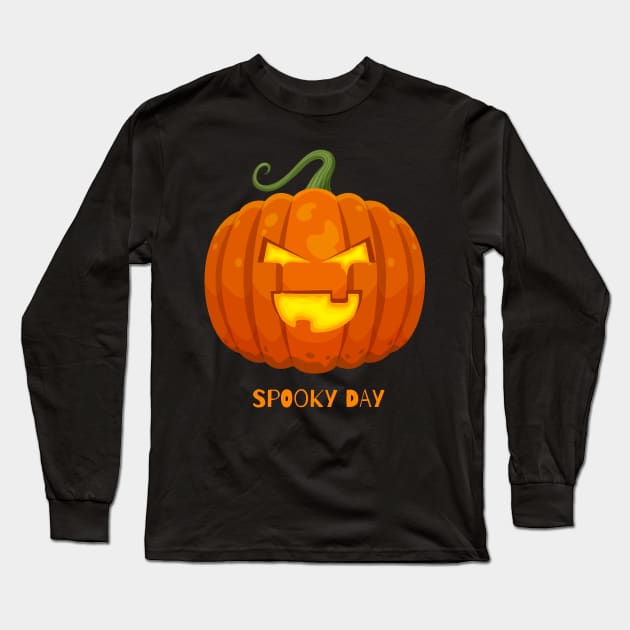 Scaring pumpkin Long Sleeve T-Shirt by DaKoArt